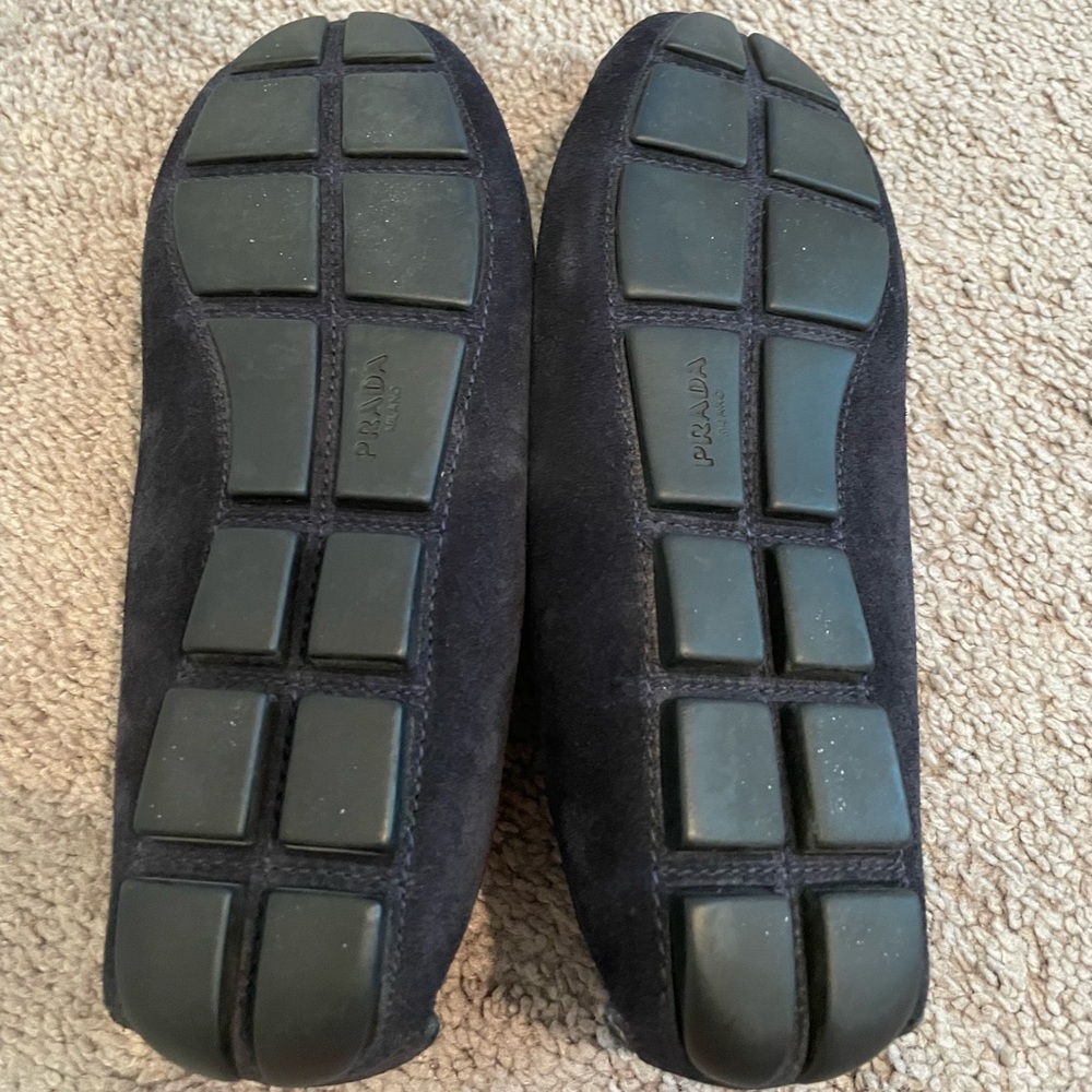 AUTHENTIC PRADA Dark Blue Suede Moccasin Loafers/Flats, size 35.5 - Picture 3 of 3
